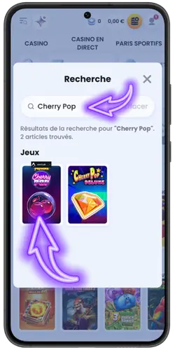 Recherche du slot Cherry Pop