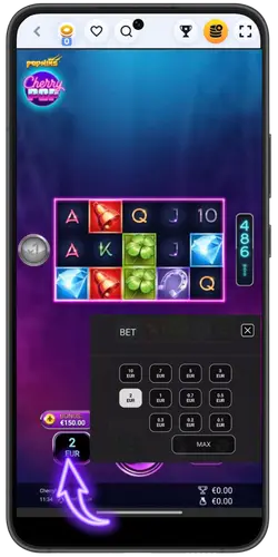 Réglage de la mise Cherry Pop Casino